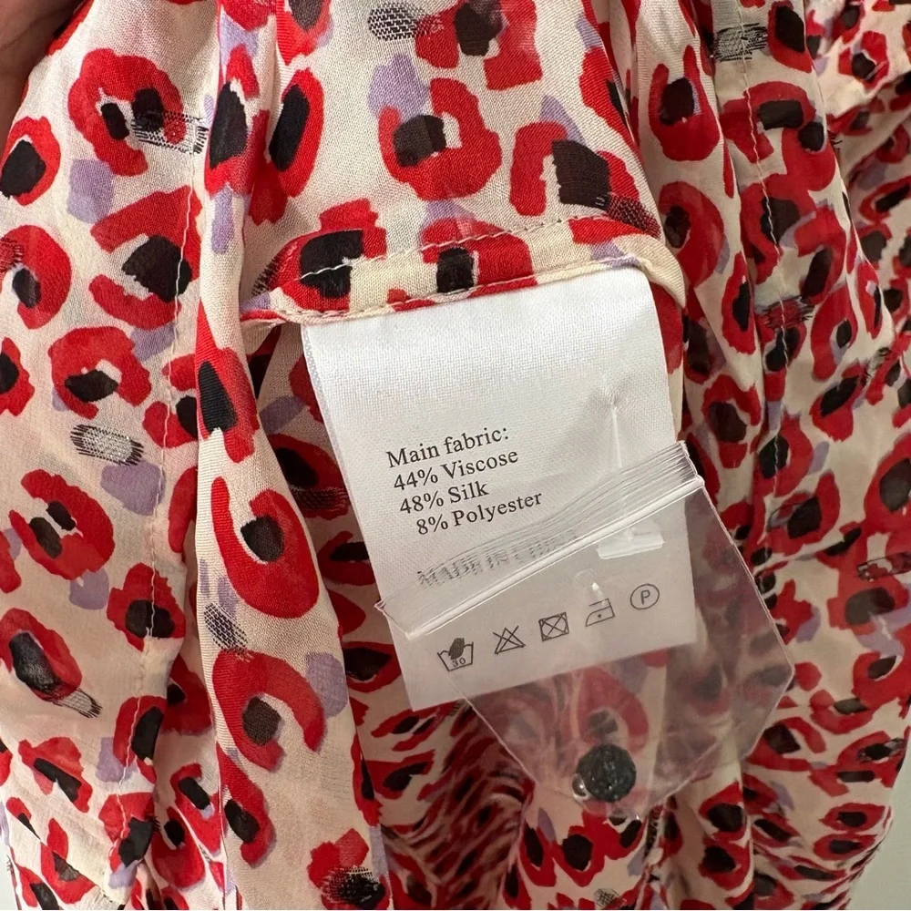 Munthe Red Pattern Maxi Dress Silk Blend - Picture 3 of 5